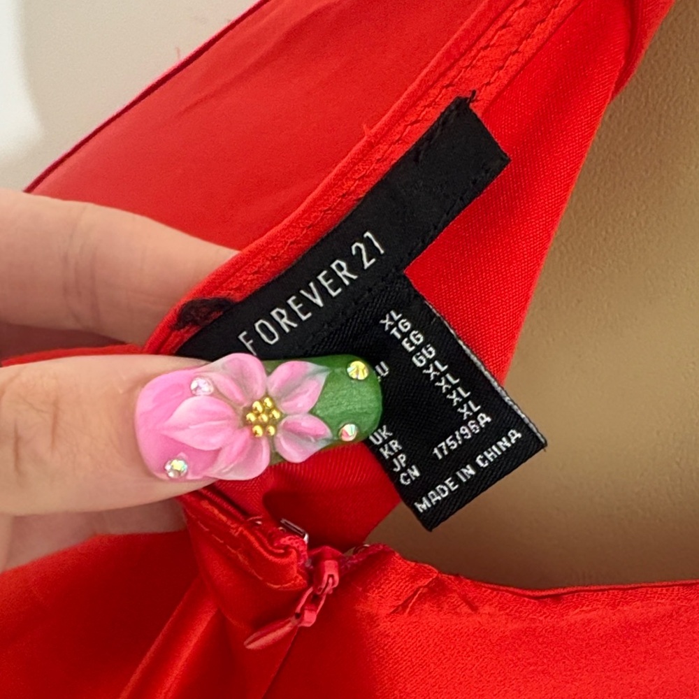 Forever 21 Red Satin Halter Maxi Dress - Picture 6 of 9